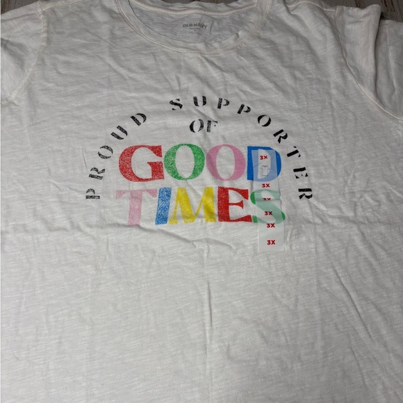 Old Navy Size 3X Bone Color Graphic Short Sleeve Womens Top - Picture 2 of 11